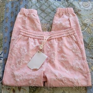 TC Designer | Textured Floral Print Light Pink Joggers